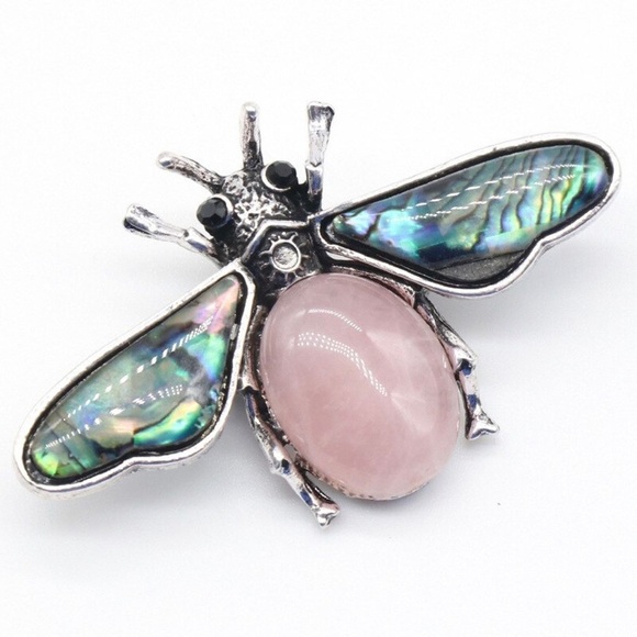 2/$30🌵 Bumble Bee Pin Iridescent Abalone Metal Bug Brooch Pin Necklace Pendant - Picture 9 of 9